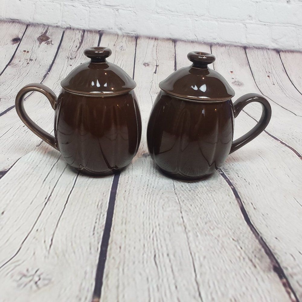 Teavana 6 Piece Set Brown Loose Leaf Teacup Mug Steepers Fine Porcelain China